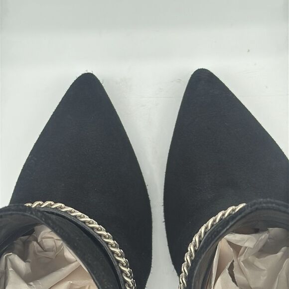 YSL Saint Laurent Paris 110 Black Suede Harness Chain Ankle Boots EU 40/ US 10 - Picture 6 of 12